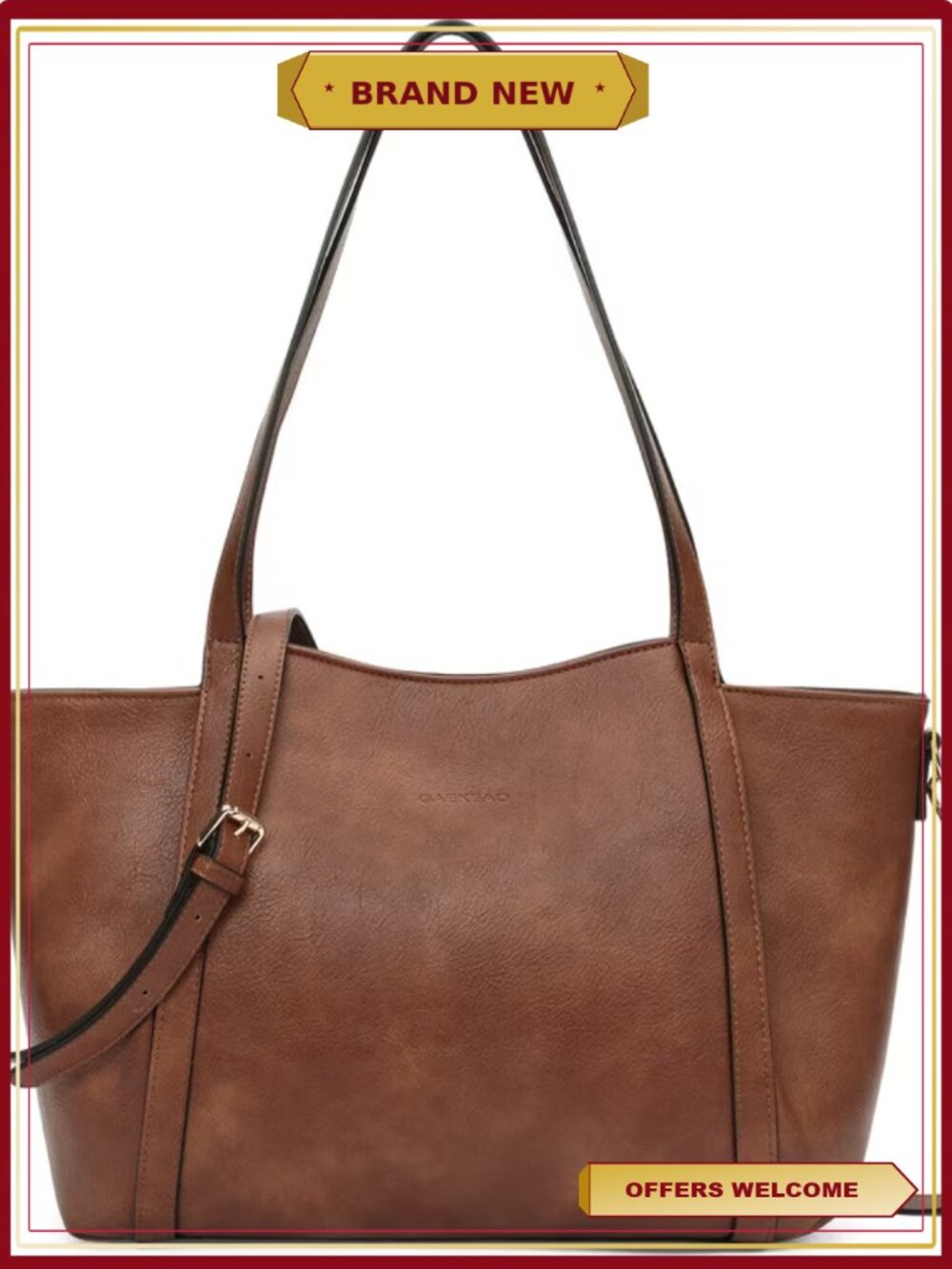 Vegan Leather Hobo Shoulder Bag Tote Crossbody Purse Work Travel